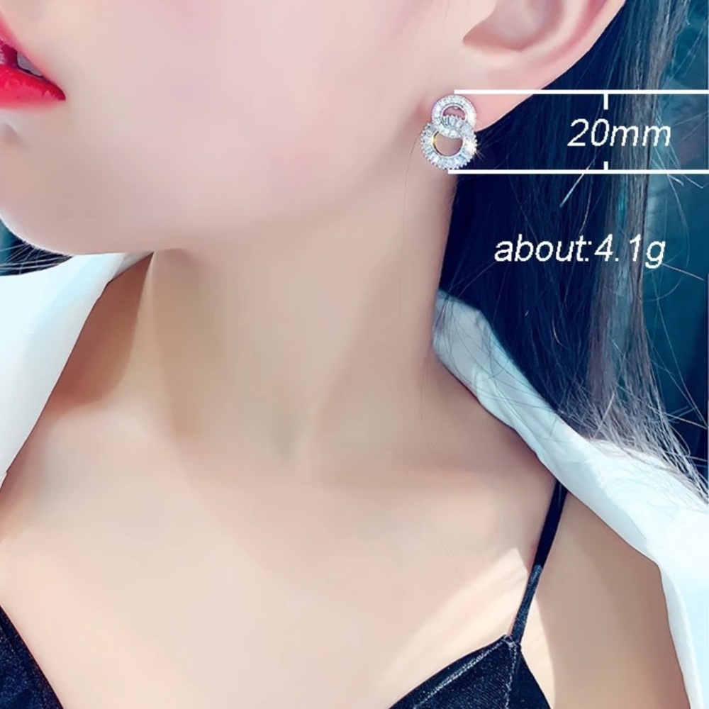 ¥NEW 925 Sterling Silver Diamond Hoop Earrings - Picture 5 of 8